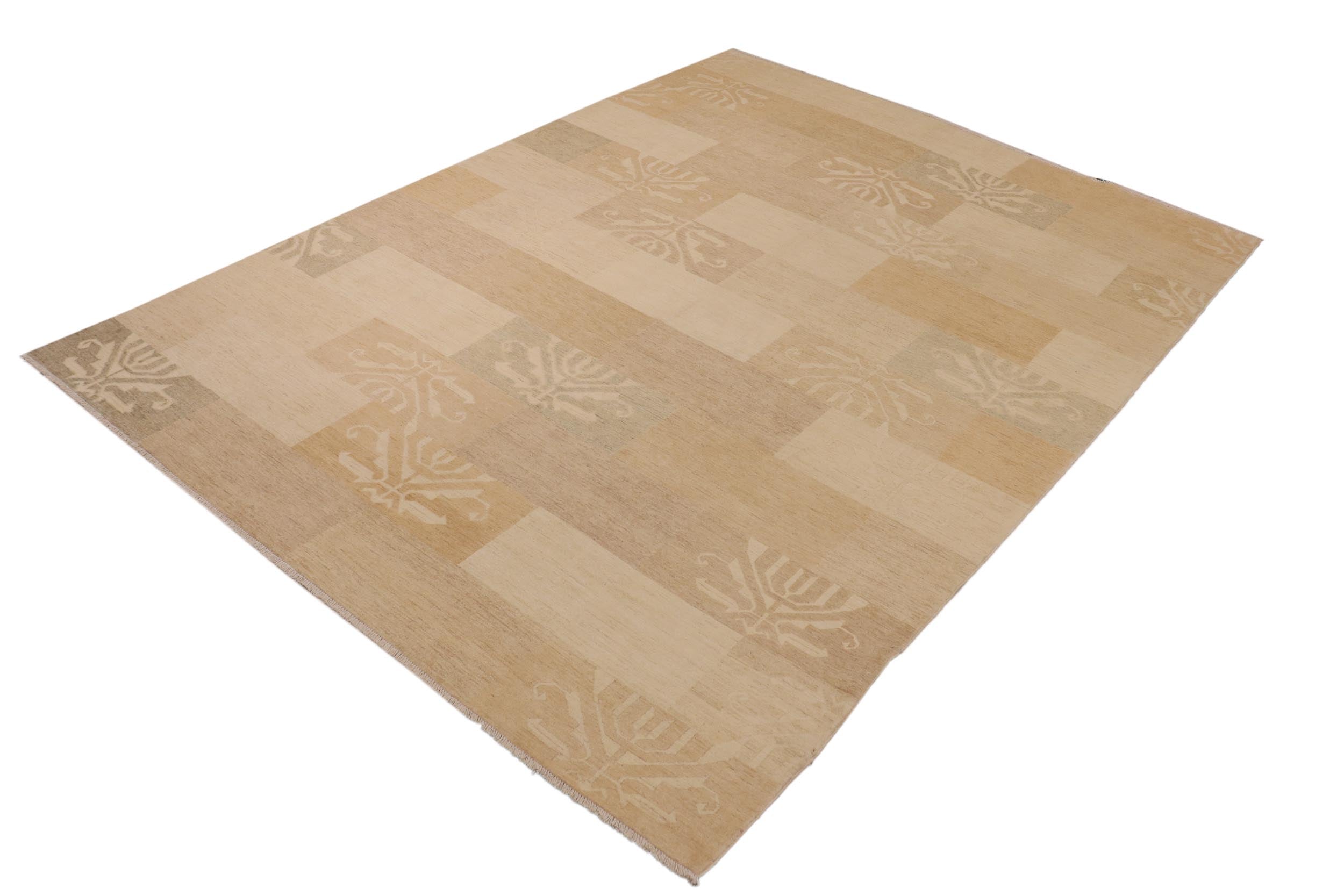 handmade Modern Kafkaz Tan Brown Hand Knotted RECTANGLE 100% WOOL area rug 10' x 13'