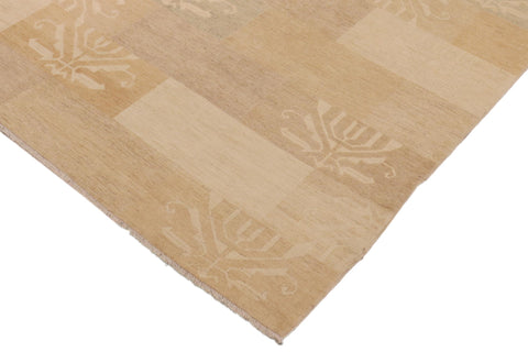 handmade Modern Kafkaz Tan Brown Hand Knotted RECTANGLE 100% WOOL area rug 10' x 13'