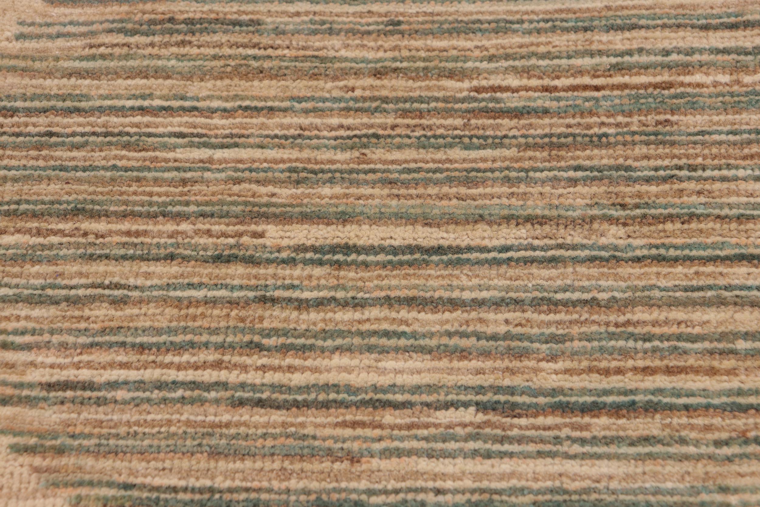 handmade Modern Kafkaz Tan Green Hand Knotted RECTANGLE 100% WOOL area rug 10' x 14'