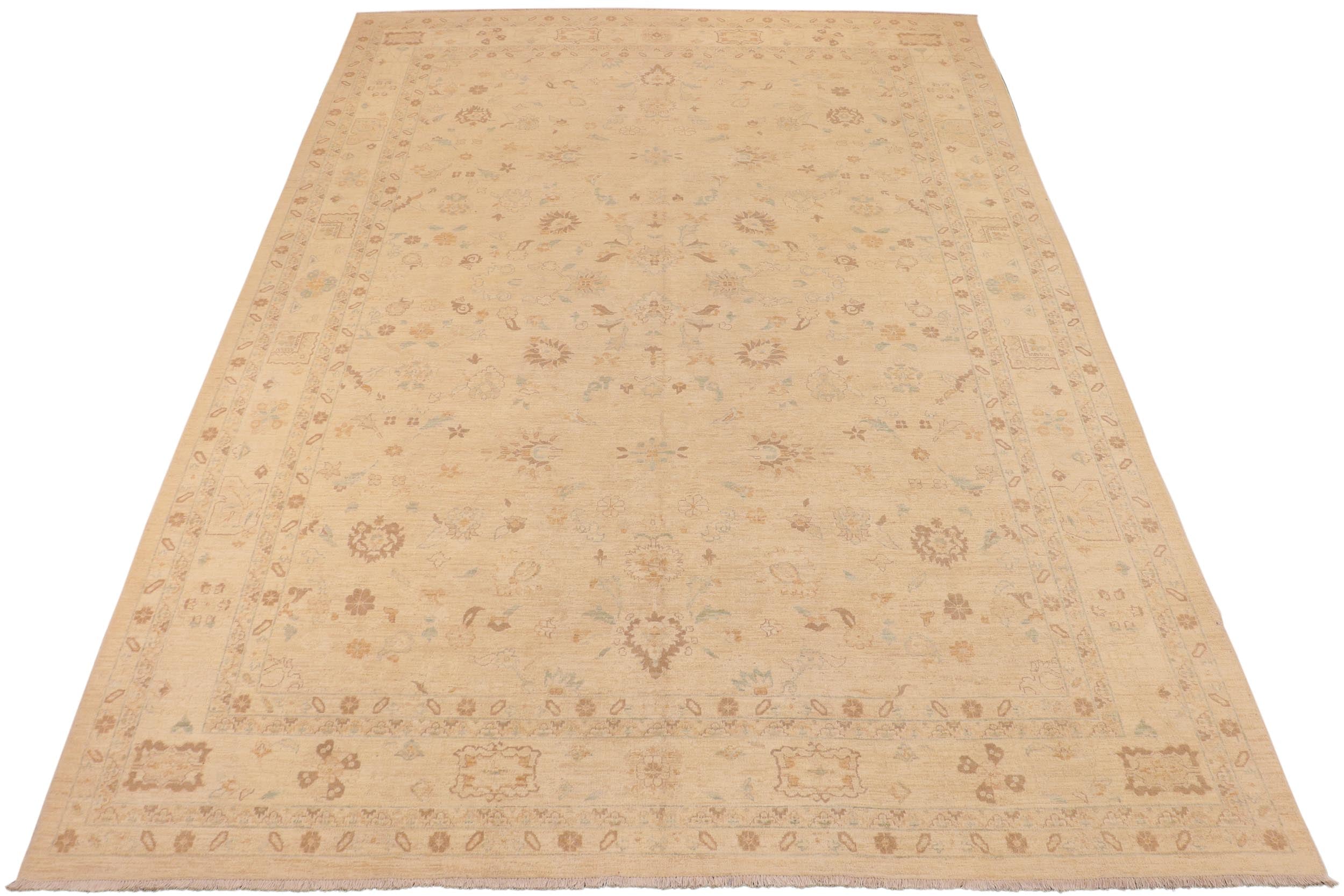 handmade Traditional Kafkaz Tan Brown Hand Knotted RECTANGLE 100% WOOL area rug 10x14