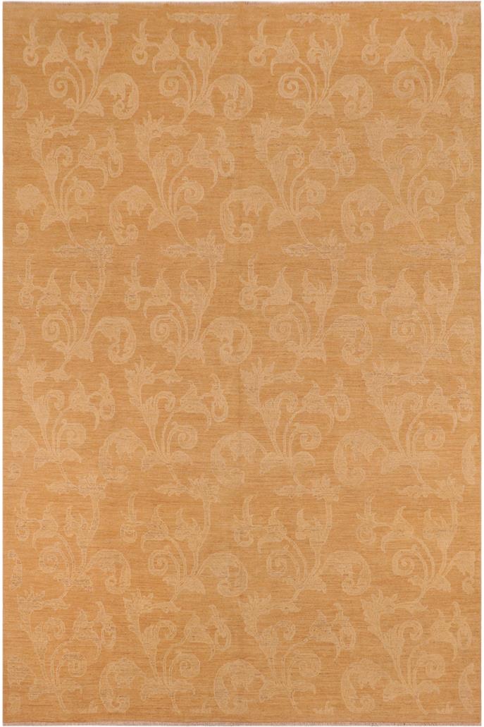 handmade Transitional Kafkaz Brown Tan Hand Knotted RECTANGLE 100% WOOL area rug 10 x 14