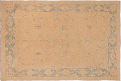Oriental Ziegler Hue Tan/Blue Hand Knotted Wool Rug - 10'0'' x 13'7''