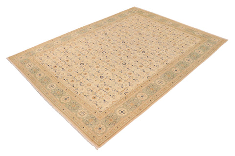 handmade Transitional Kafkaz Tan Green Hand Knotted RECTANGLE 100% WOOL area rug 10' x 14'