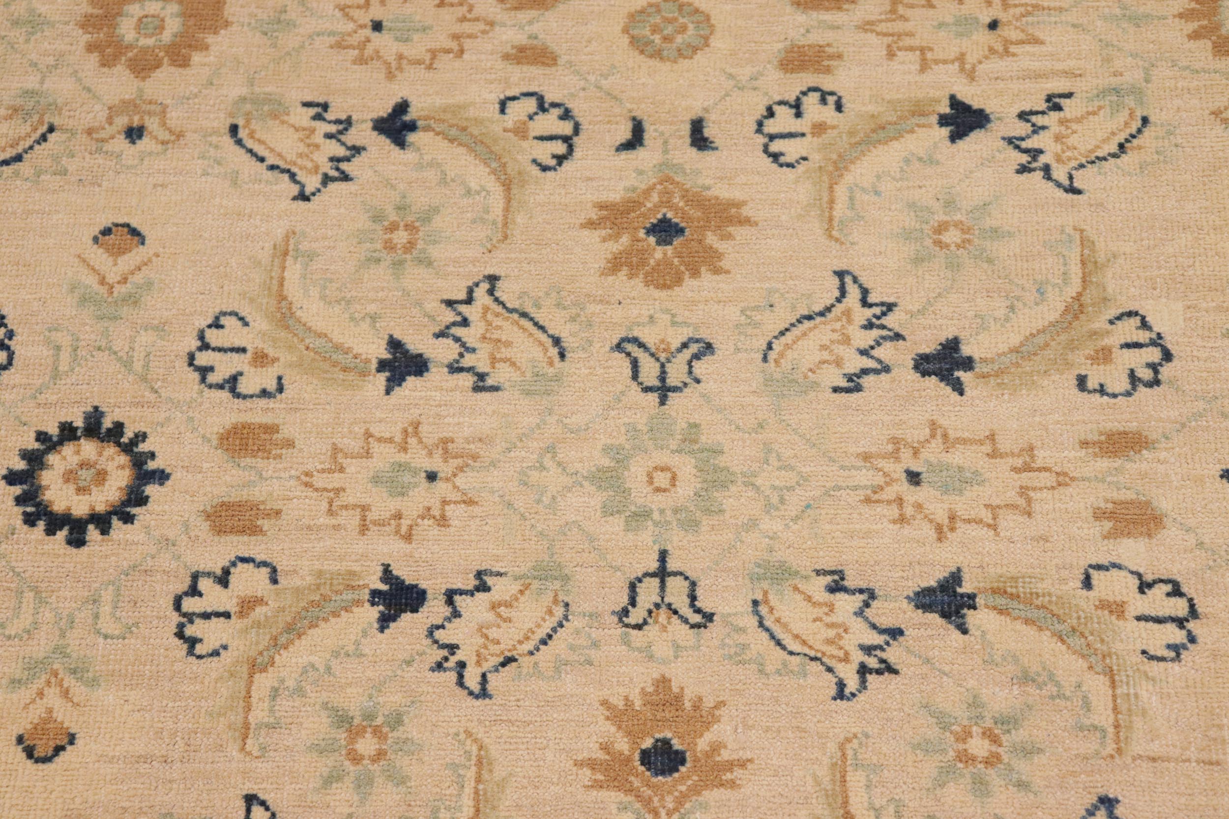 handmade Transitional Kafkaz Tan Green Hand Knotted RECTANGLE 100% WOOL area rug 10' x 14'
