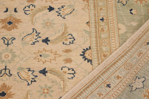 handmade Transitional Kafkaz Tan Green Hand Knotted RECTANGLE 100% WOOL area rug 10' x 14'