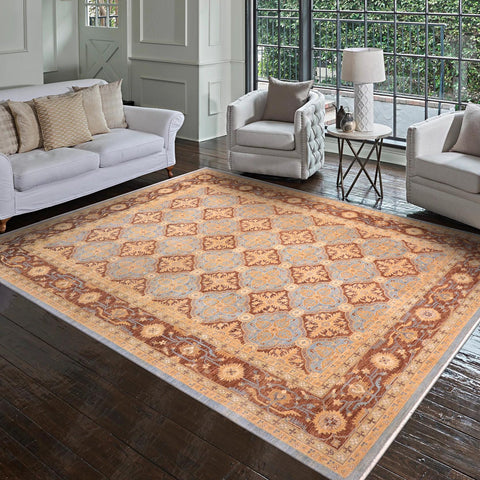 handmade Transitional Kafkaz Lt. Blue Brown Hand Knotted RECTANGLE 100% WOOL area rug 10' x 14'