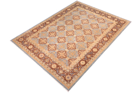 handmade Transitional Kafkaz Lt. Blue Brown Hand Knotted RECTANGLE 100% WOOL area rug 10' x 14'