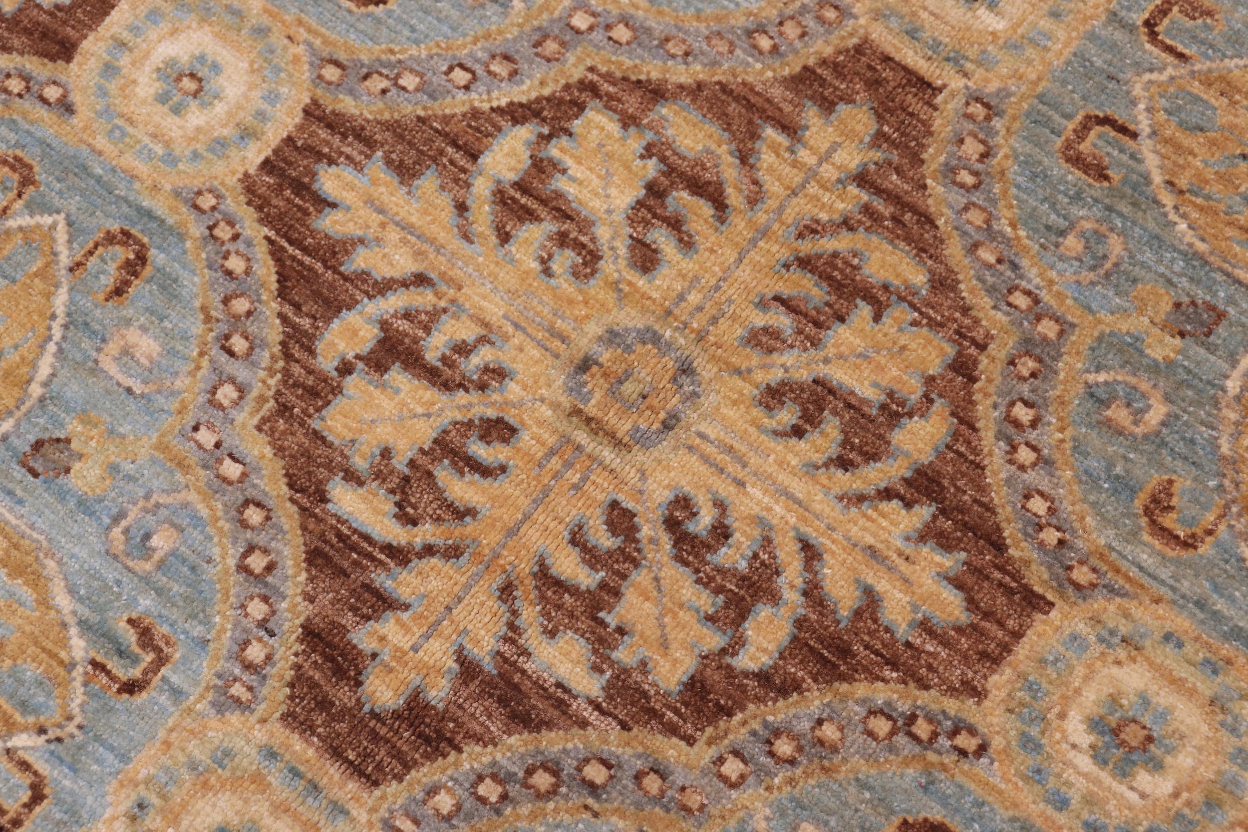 handmade Transitional Kafkaz Lt. Blue Brown Hand Knotted RECTANGLE 100% WOOL area rug 10' x 14'