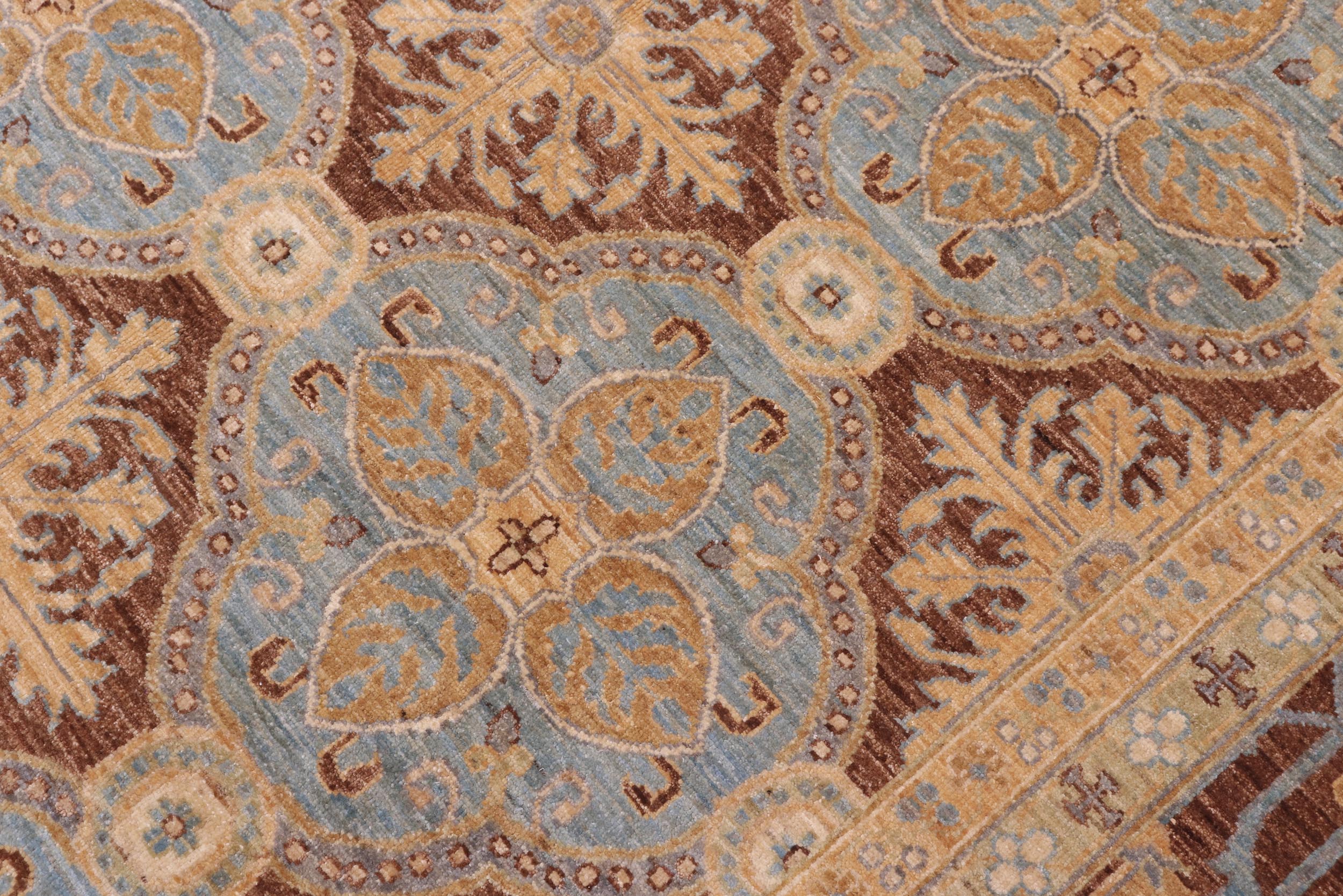handmade Transitional Kafkaz Lt. Blue Brown Hand Knotted RECTANGLE 100% WOOL area rug 10' x 14'