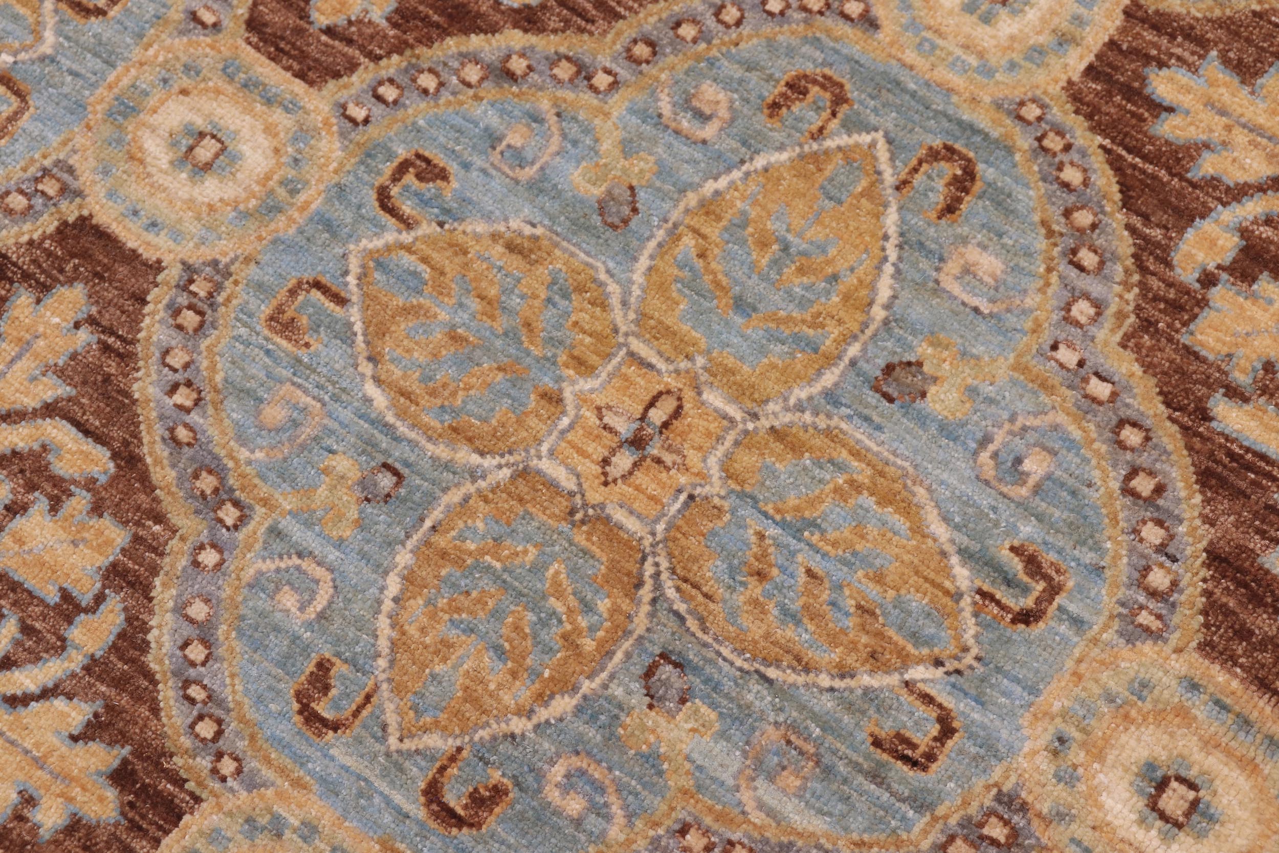 handmade Transitional Kafkaz Lt. Blue Brown Hand Knotted RECTANGLE 100% WOOL area rug 10' x 14'