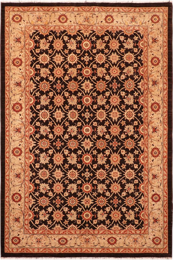 handmade Transitional Kafkaz Brown Beige Hand Knotted RECTANGLE 100% WOOL area rug 6 x 9