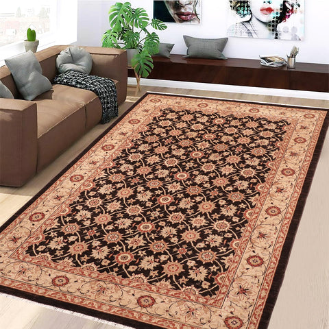 handmade Transitional Kafkaz Brown Beige Hand Knotted RECTANGLE 100% WOOL area rug 6' x 9'