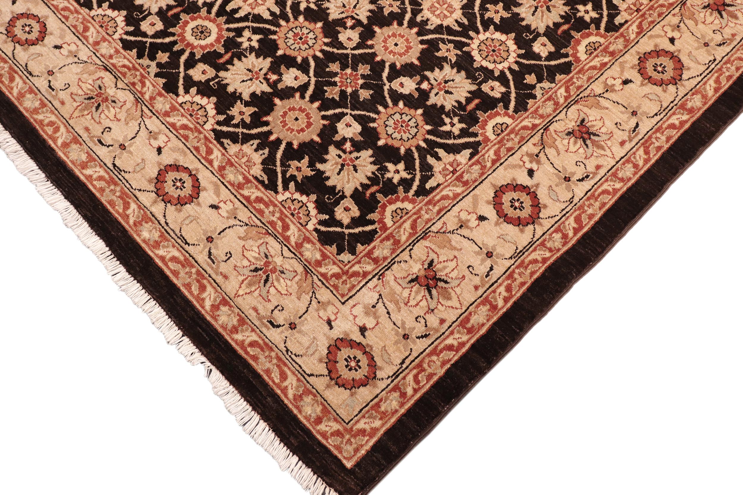 handmade Transitional Kafkaz Brown Beige Hand Knotted RECTANGLE 100% WOOL area rug 6' x 9'