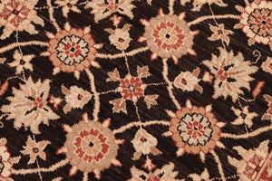handmade Transitional Kafkaz Brown Beige Hand Knotted RECTANGLE 100% WOOL area rug 6' x 9'