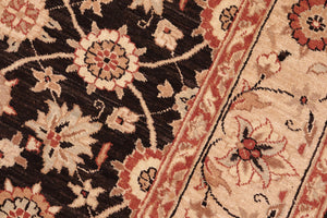handmade Transitional Kafkaz Brown Beige Hand Knotted RECTANGLE 100% WOOL area rug 6' x 9'