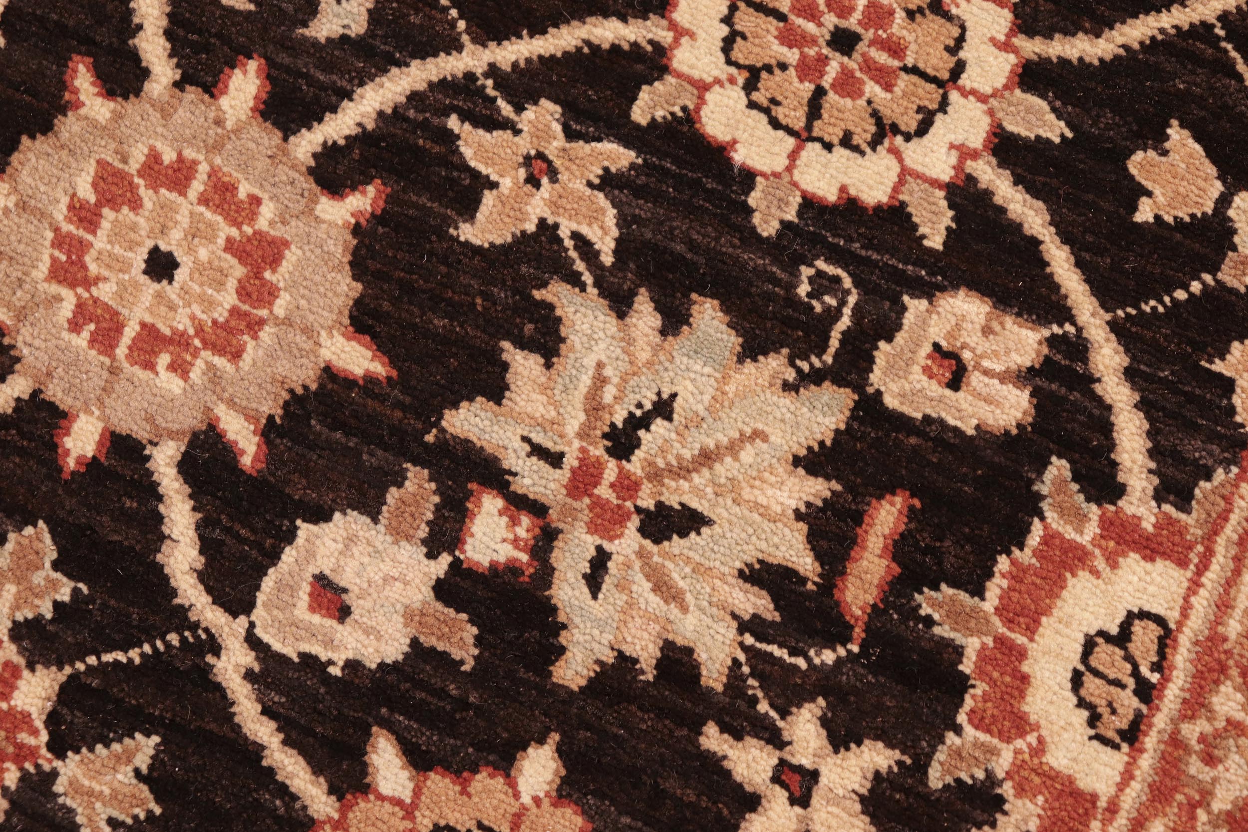 handmade Transitional Kafkaz Brown Beige Hand Knotted RECTANGLE 100% WOOL area rug 6' x 9'