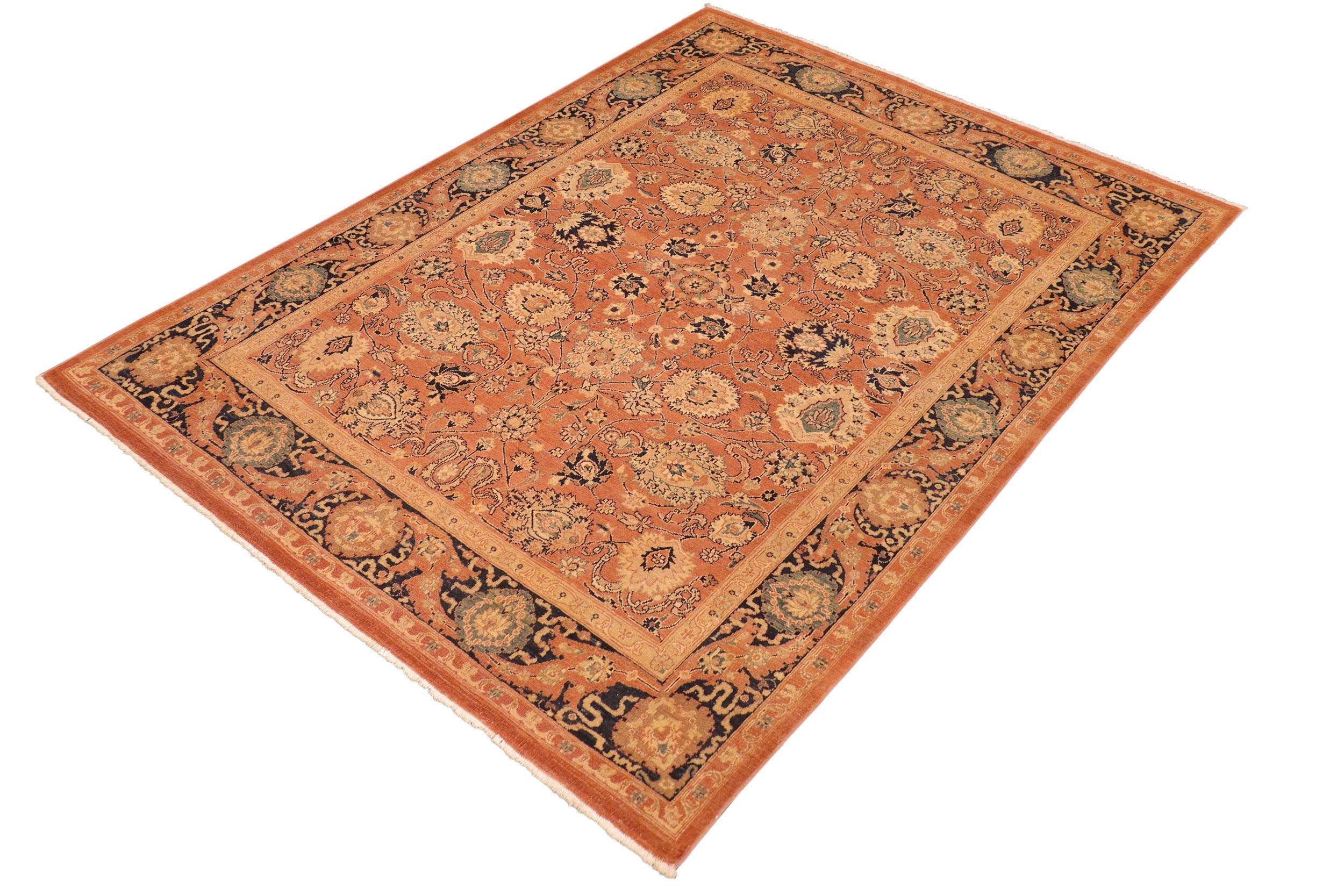 handmade Traditional Antique Rust Blue Hand Knotted RECTANGLE 100% WOOL area rug 8x9