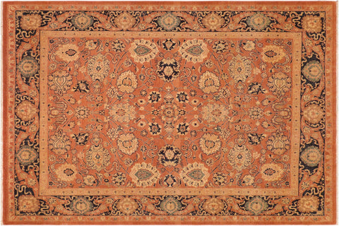 handmade Traditional Antique Rust Blue Hand Knotted RECTANGLE 100% WOOL area rug 8x9