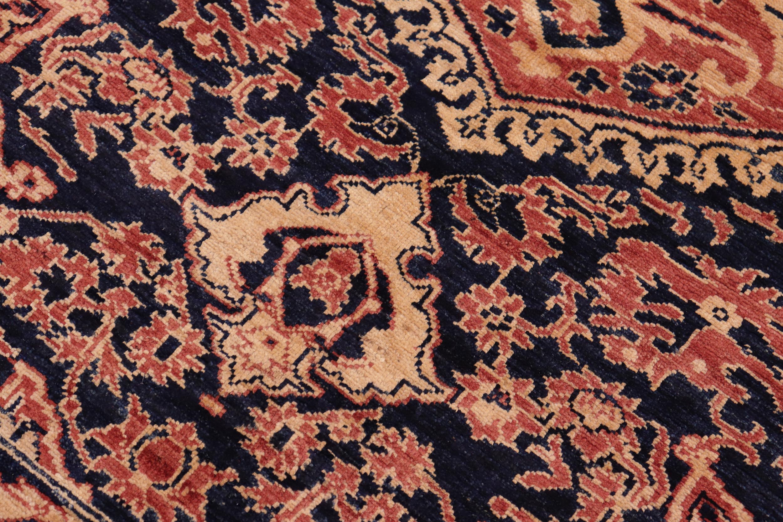 handmade Traditional Kafkaz Blue Orange Hand Knotted RECTANGLE 100% WOOL area rug 6' x 9'