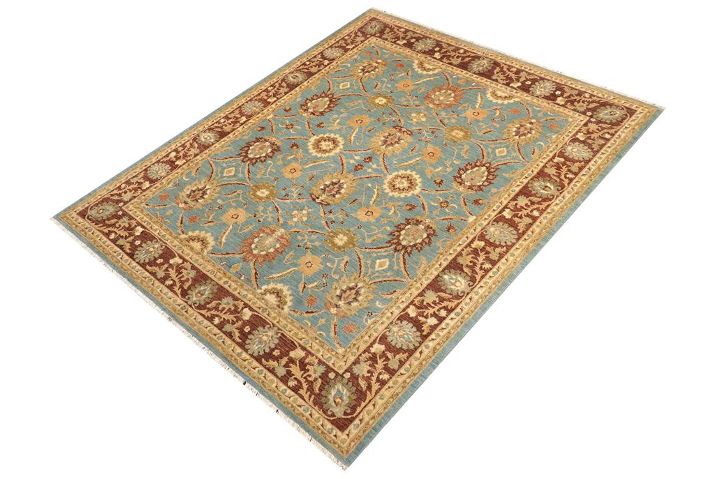 handmade Traditional Kafkaz Blue Brown Hand Knotted RECTANGLE 100% WOOL area rug 8 x 10