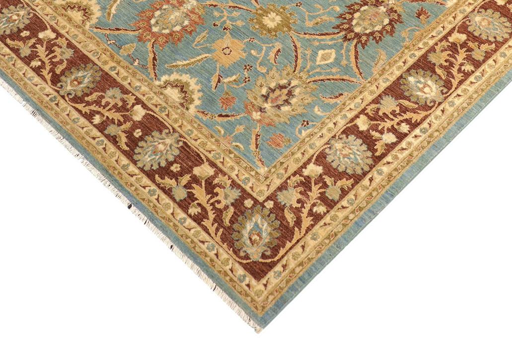 handmade Traditional Kafkaz Blue Brown Hand Knotted RECTANGLE 100% WOOL area rug 8 x 10