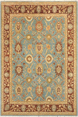 handmade Traditional Kafkaz Blue Brown Hand Knotted RECTANGLE 100% WOOL area rug 8 x 10