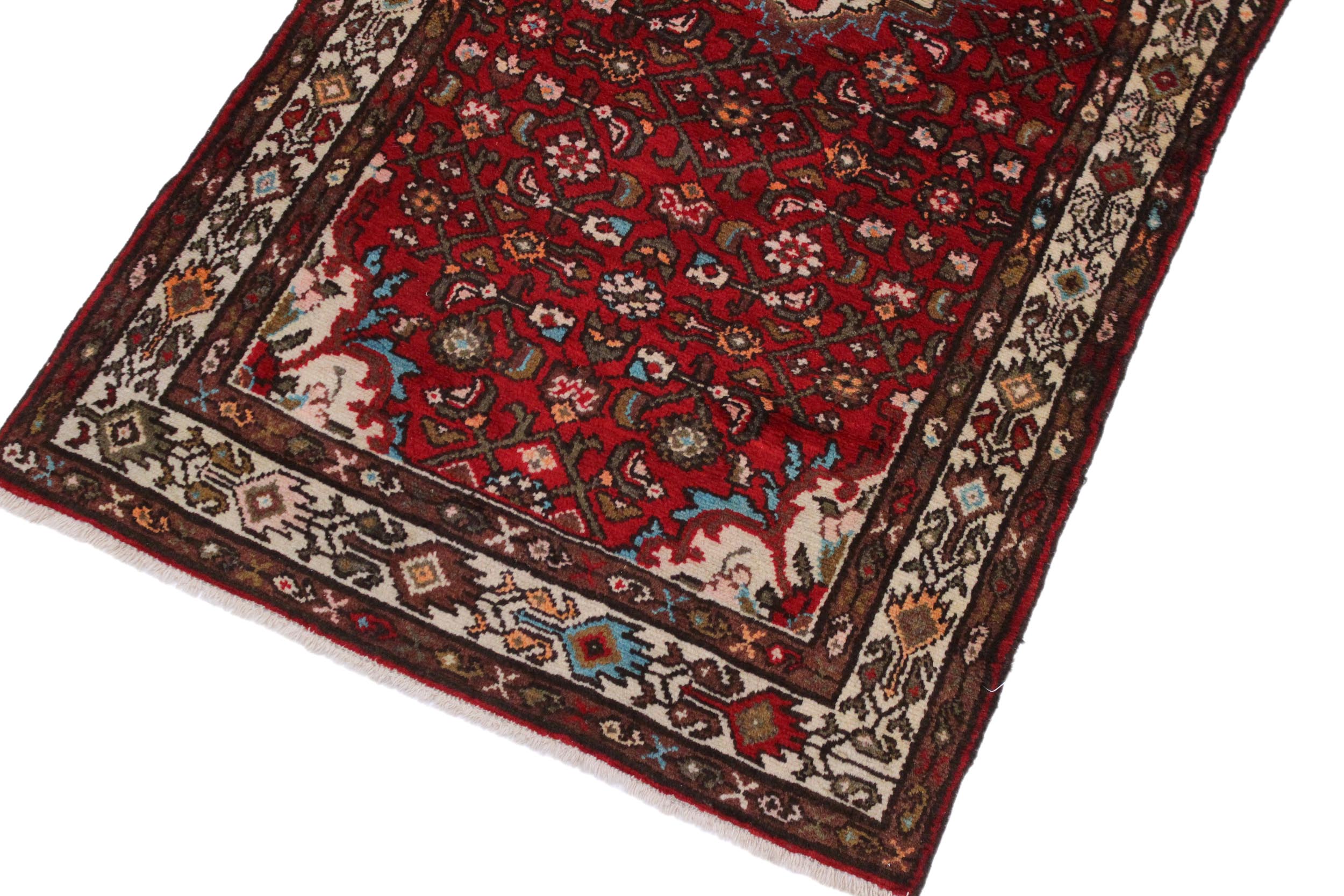 handmade Traditional Kashan Red Ivory Hand Knotted RUNNER WOOL&SILK area rug 3 x 7