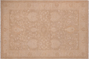 6x9 hand knotted Ziegler wool rug in brown and tan - Oriental Ziegler Roger