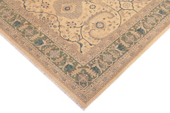 handmade Traditional  Beige Green Hand Knotted RECTANGLE 100% WOOL area rug 8x10