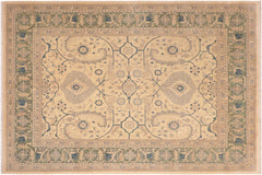 handmade Traditional  Beige Green Hand Knotted RECTANGLE 100% WOOL area rug 8x10