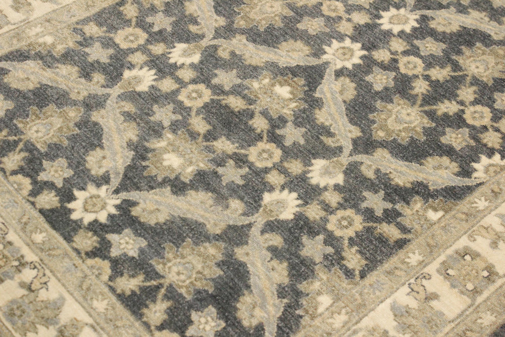 handmade Transitional Kafkaz Charcoal Blue Hand Knotted RECTANGLE 100% WOOL area rug 4' x 6'