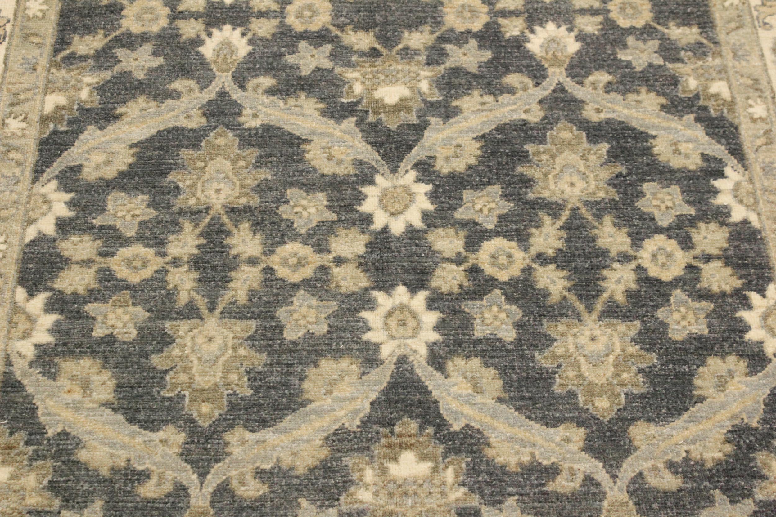 handmade Transitional Kafkaz Charcoal Blue Hand Knotted RECTANGLE 100% WOOL area rug 4' x 6'
