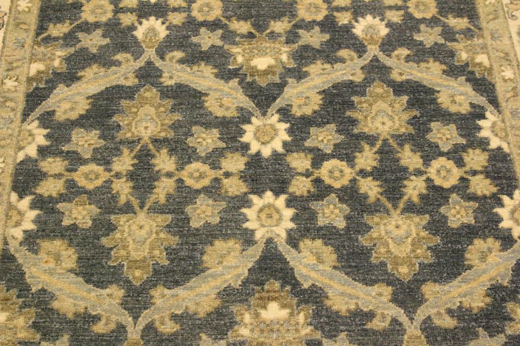 handmade Transitional Kafkaz Charcoal Blue Hand Knotted RECTANGLE 100% WOOL area rug 4 x 6