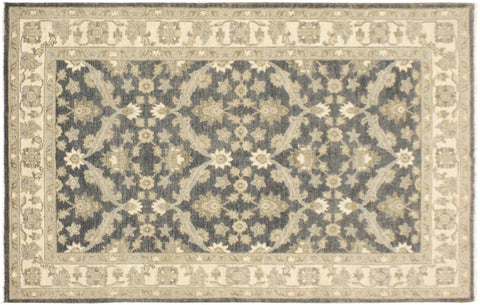 handmade Transitional Kafkaz Charcoal Blue Hand Knotted RECTANGLE 100% WOOL area rug 4' x 6'