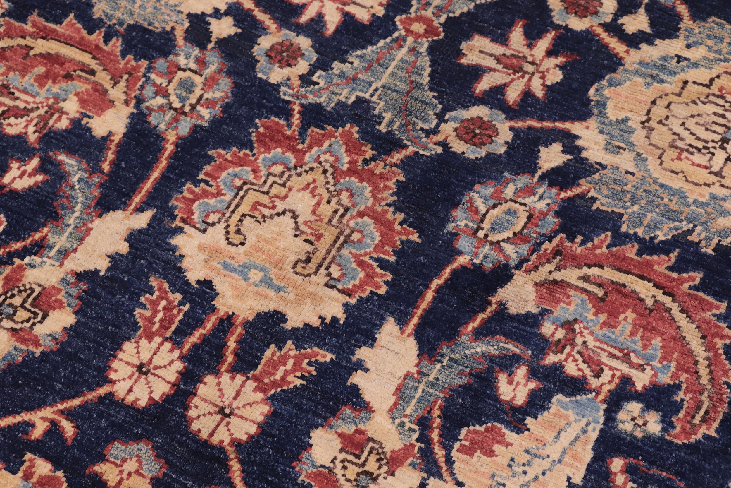 handmade Traditional Kafkaz Blue  Hand Knotted RECTANGLE 100% WOOL area rug 6x9
