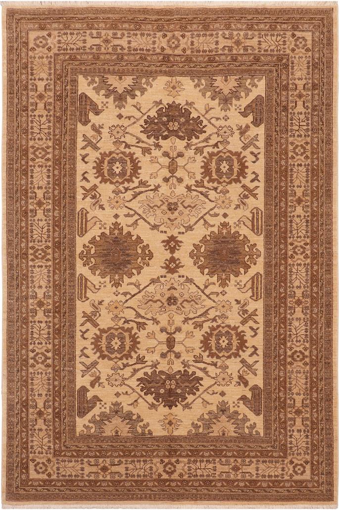handmade Traditional Kafkaz Beige Tan Hand Knotted RECTANGLE 100% WOOL area rug 6 x 9