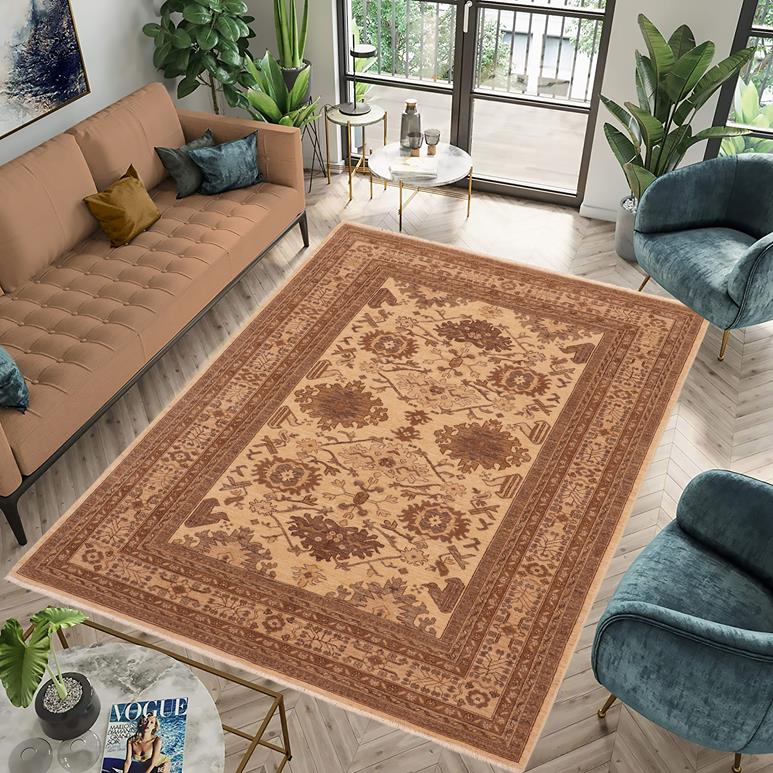 handmade Traditional Kafkaz Beige Tan Hand Knotted RECTANGLE 100% WOOL area rug 6 x 9