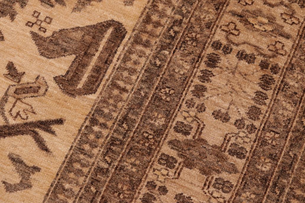 handmade Traditional Kafkaz Beige Tan Hand Knotted RECTANGLE 100% WOOL area rug 6 x 9