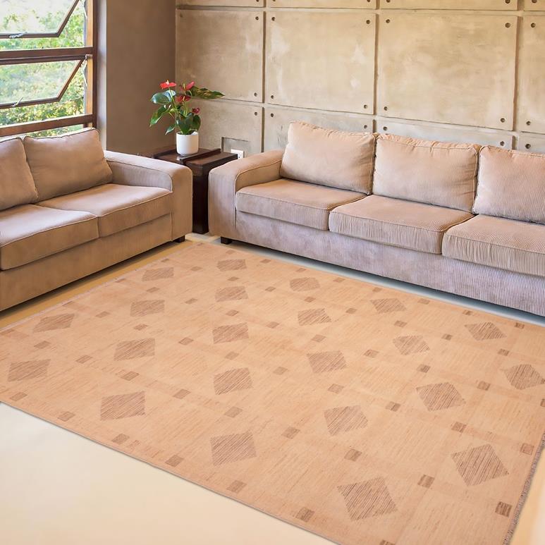 handmade Transitional Kafkaz Beige Tan Hand Knotted RECTANGLE 100% WOOL area rug 6 x 9