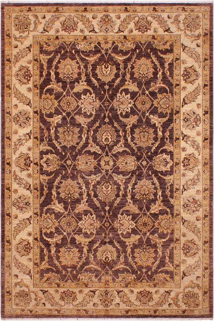 handmade Traditional Kafkaz Brown Ivory Hand Knotted RECTANGLE 100% WOOL area rug 6 x 9