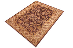 handmade Traditional Kafkaz Brown Ivory Hand Knotted RECTANGLE 100% WOOL area rug 6 x 9