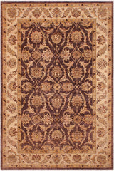 handmade Traditional Kafkaz Brown Ivory Hand Knotted RECTANGLE 100% WOOL area rug 6 x 9