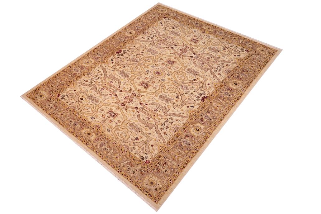 handmade Traditional Kafkaz Ivory Gold Hand Knotted RECTANGLE 100% WOOL area rug 6 x 9