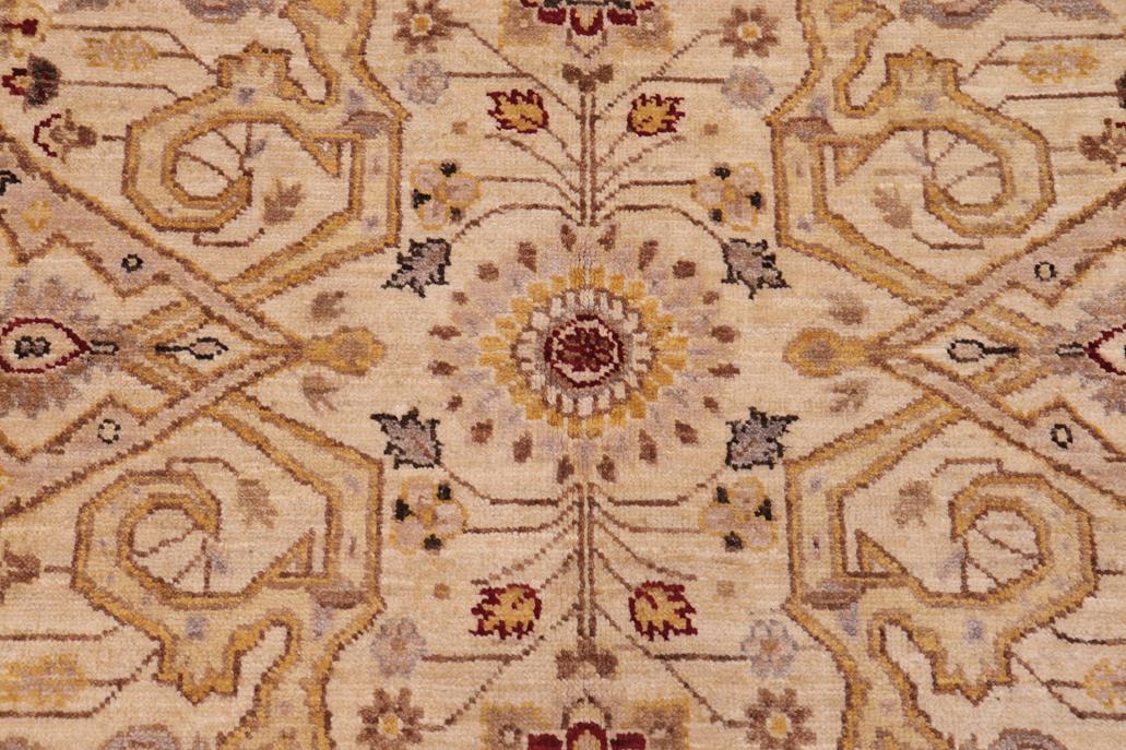 handmade Traditional Kafkaz Ivory Gold Hand Knotted RECTANGLE 100% WOOL area rug 6 x 9