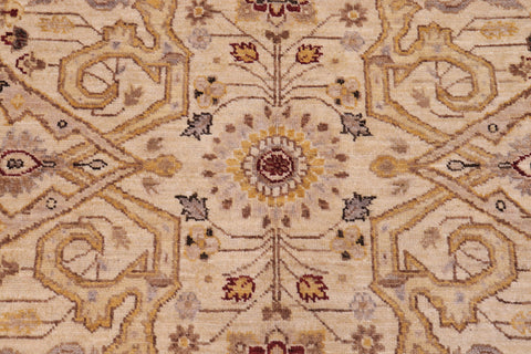 handmade Transitional Kafkaz Ivory Gold Hand Knotted RECTANGLE 100% WOOL area rug 6' x 9'
