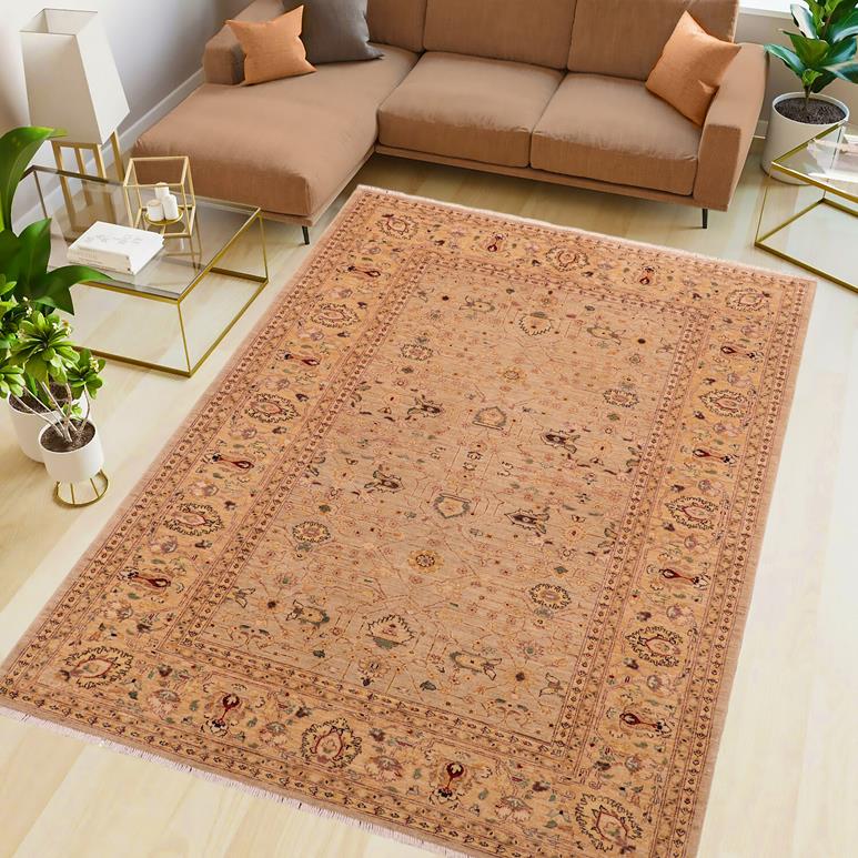 handmade Traditional Kafkaz Gray Gold Hand Knotted RECTANGLE 100% WOOL area rug 6 x 9