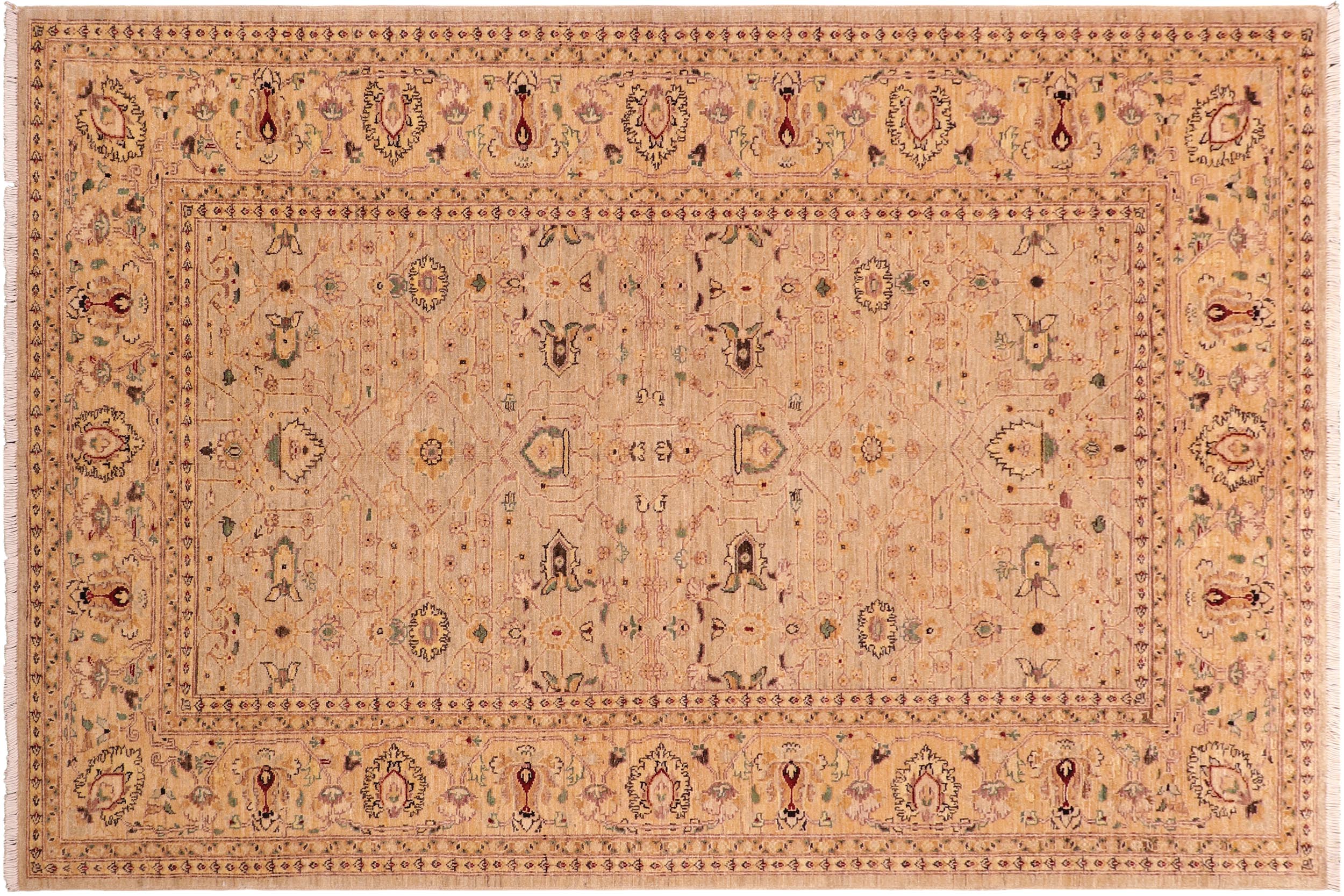 handmade Traditional Kafkaz Gray Gold Hand Knotted RECTANGLE 100% WOOL area rug 6x9