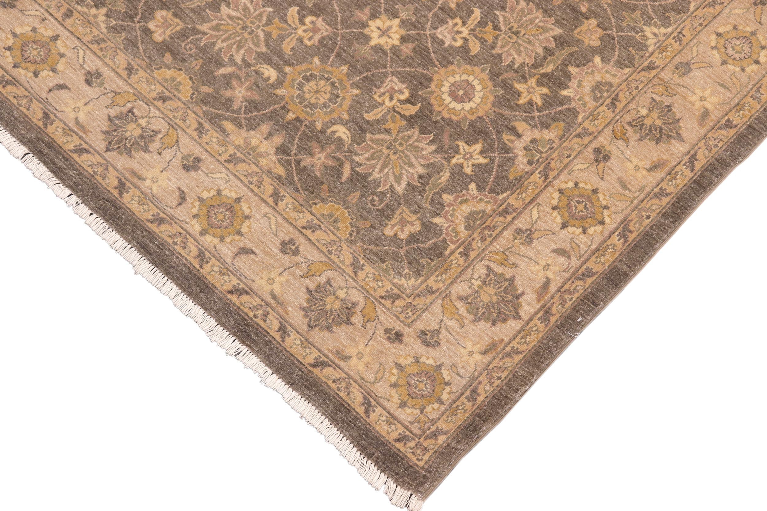handmade Transitional Kafkaz Gray Lt. Brown Hand Knotted RECTANGLE 100% WOOL area rug 8' x 10'
