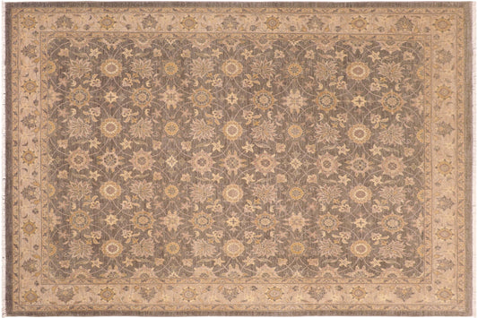 handmade Transitional Kafkaz Gray Lt. Brown Hand Knotted RECTANGLE 100% WOOL area rug 8' x 10'