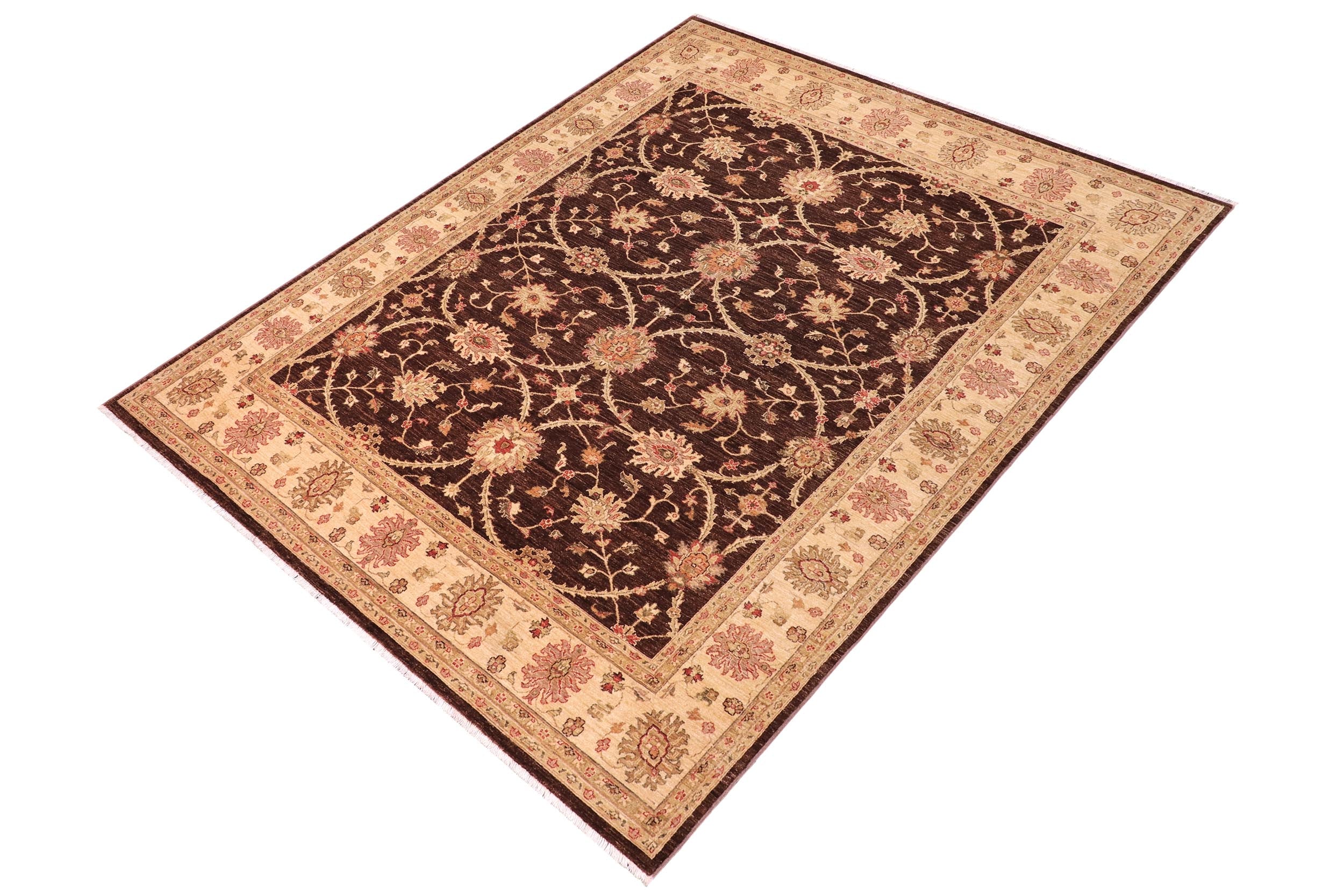 handmade Transitional Kafkaz Brown Beige Hand Knotted RECTANGLE 100% WOOL area rug 8' x 9'